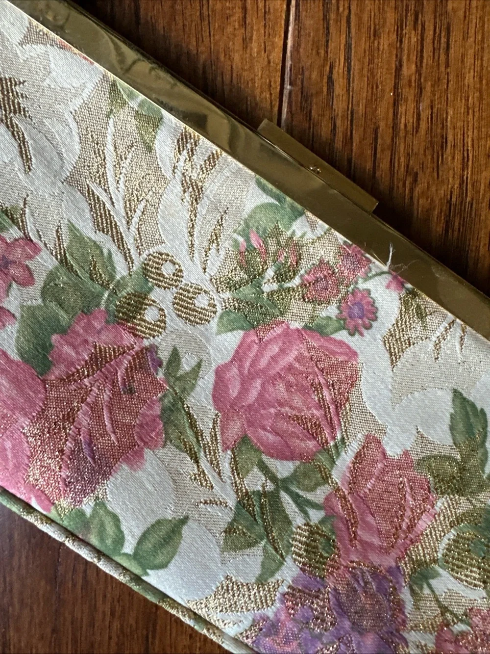 Floral Gold Clasp Clutch Fairy Garden Wristlet Purse Whimsical Girlhoodcore